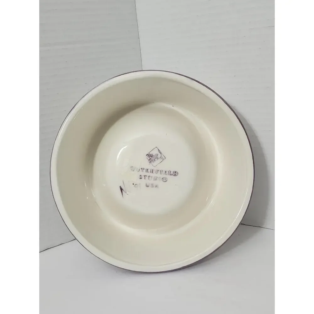 Vintage Waterfield Studio Ceramic Pet Dog Cat Bowl Purple Hand Painted